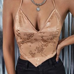 Satin Tie Backless Bandana Halter Top